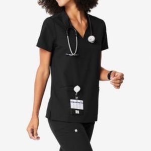 FIGS Casma Three Pocket Scrub Top Black XXL